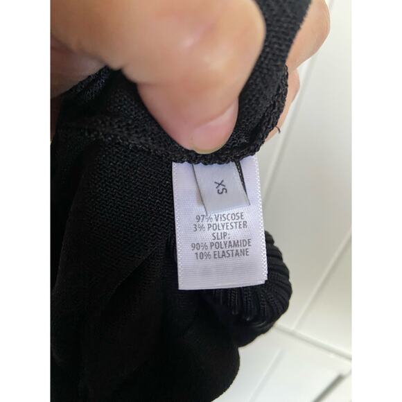 St. John Womens Dress Size XS Knit Shirt Collar Midi Black Pocket Slip Collared - Picture 8 of 10